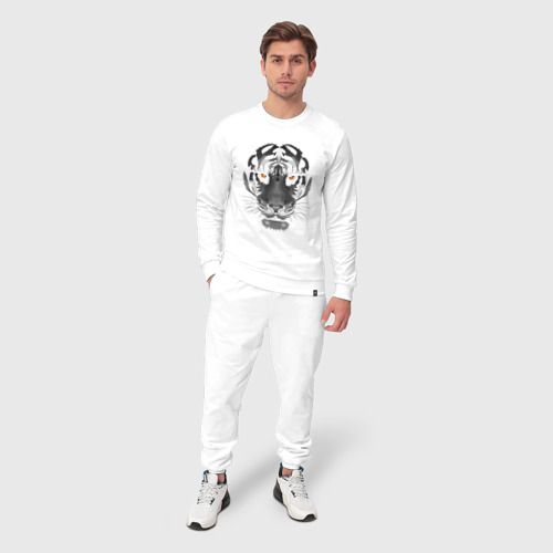 Мужской костюм хлопок с принтом Белый тигр, фото на моделе #1