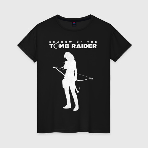 Женская футболка хлопок с принтом Tomb Raider LOGO, вид спереди #2