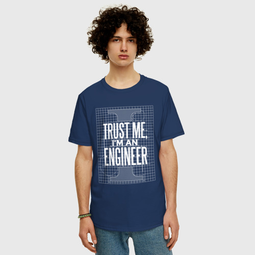 Мужская футболка хлопок Oversize с принтом Инженер, фото на моделе #1