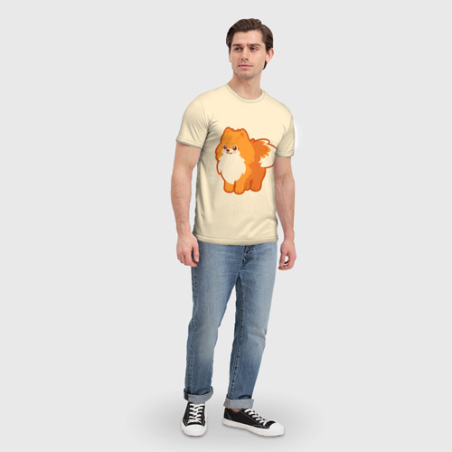 Мужская футболка 3D с принтом Шпиц, вид сбоку #3
