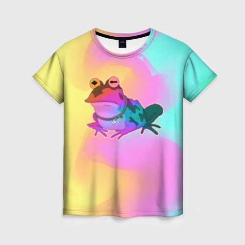 Женская футболка 3D с принтом Кислотная Гипножаба, вид спереди #2