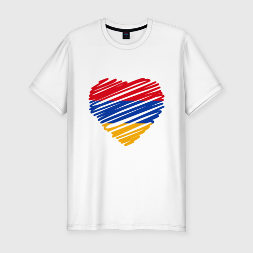 Мужская футболка хлопок Slim с принтом Сердце Армении, вид спереди #2