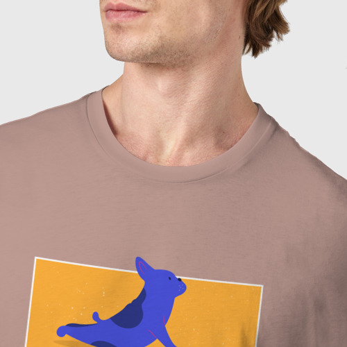 Мужская футболка хлопок с принтом Бульдог Йога, фото #4