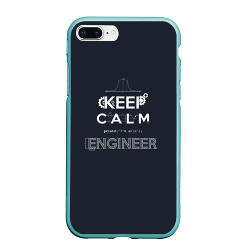 Чехол для iPhone 7Plus/8 Plus матовый с принтом Keep Calm Engineer, вид спереди #2