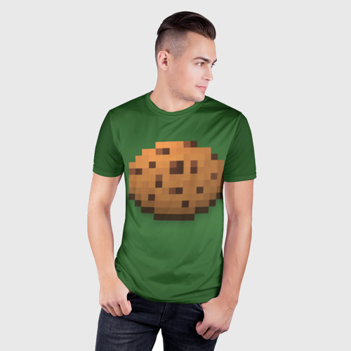 Мужская футболка 3D Slim с принтом Minecraft Печенька, фото на моделе #1