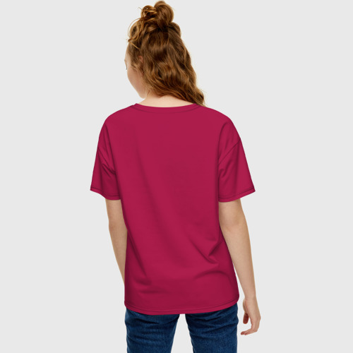 Женская футболка oversize с принтом Думай позитивно, вид сзади #2