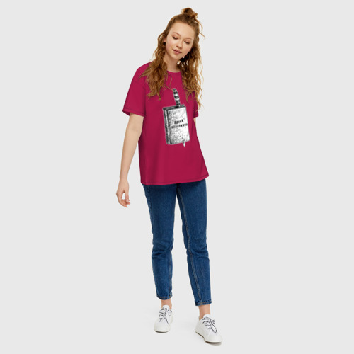 Женская футболка oversize с принтом Думай позитивно, вид сбоку #3