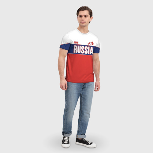 Мужская футболка 3D с принтом Team Russia, вид сбоку #3