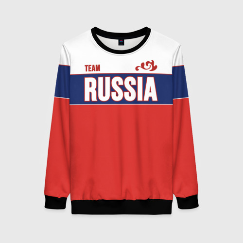 Женский свитшот 3D с принтом Team Russia, вид спереди #2