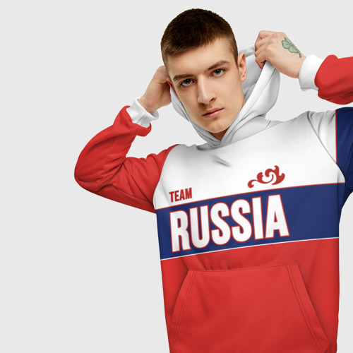 Мужская 3D толстовка с принтом Team Russia, вид сбоку #3