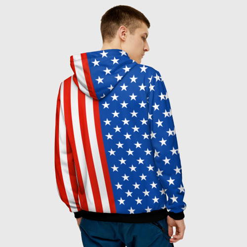 Мужская толстовка 3D с принтом Американский Флаг, вид сзади #2