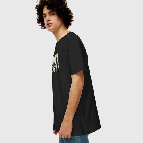 Мужская футболка хлопок Oversize с принтом Hunt: Showdown Logo, вид сбоку #3