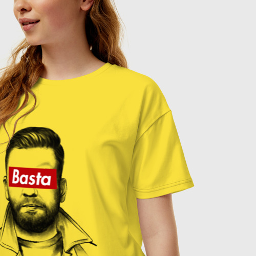 Женская футболка хлопок Oversize с принтом Basta, фото на моделе #1