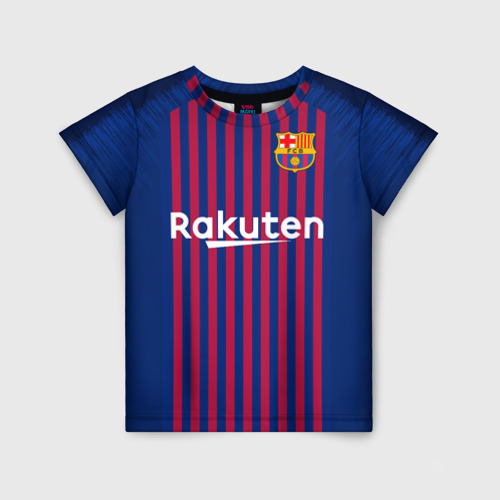 Детская 3D футболка с принтом Suarez home 18-19, вид спереди #2