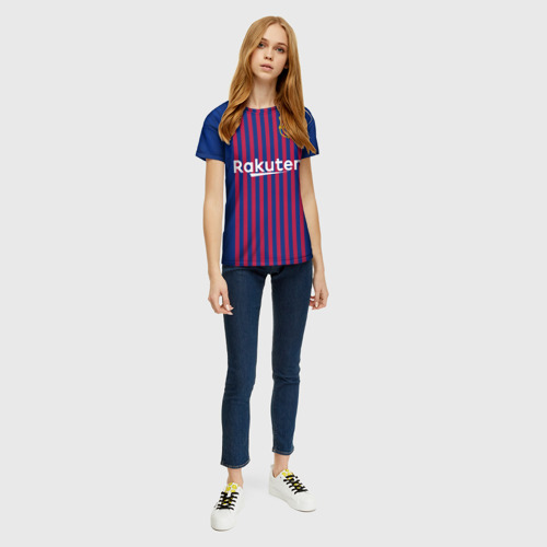 Женская футболка 3D с принтом Suarez home 18-19, вид сбоку #3
