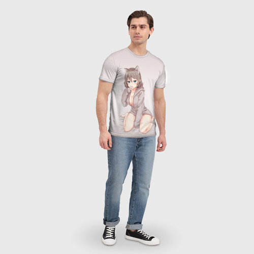 Мужская 3D футболка с принтом Аниме котёнок, вид сбоку #3