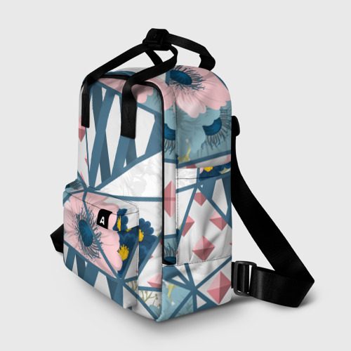 Женский рюкзак 3D с принтом Геометрия цветов, фото на моделе #1