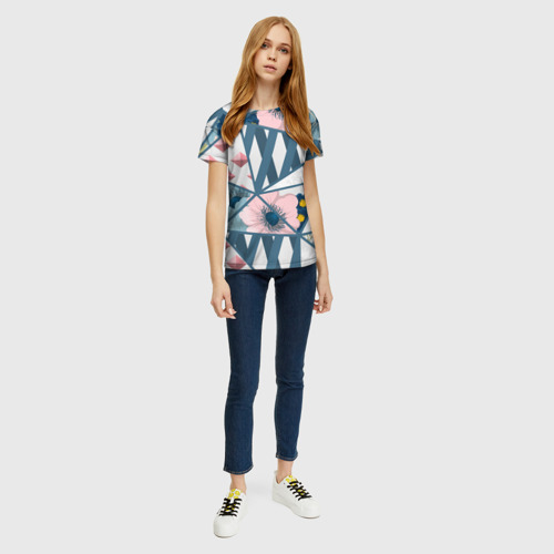 Женская футболка 3D с принтом Геометрия цветов, вид сбоку #3