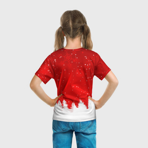 Детская футболка 3D с принтом Christmas pattern, вид сзади #2