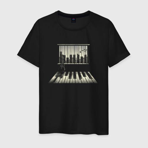 Мужская футболка хлопок с принтом Город музыки, вид спереди #2