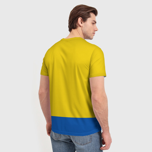 Мужская футболка 3D с принтом Спецовка желтенького персонажа, вид сзади #2
