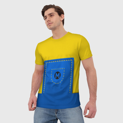 Мужская футболка 3D с принтом Спецовка желтенького персонажа, фото на моделе #1