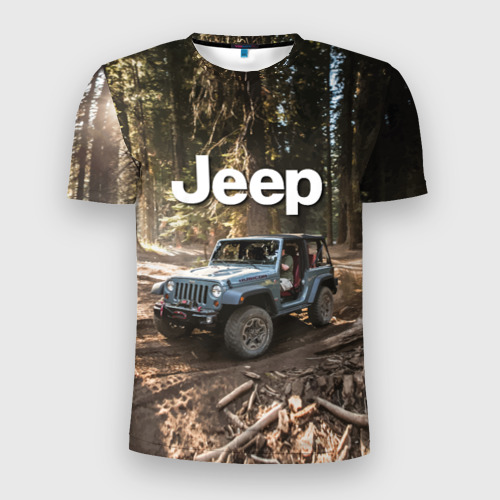 Мужская футболка 3D Slim с принтом Jeep, вид спереди #2