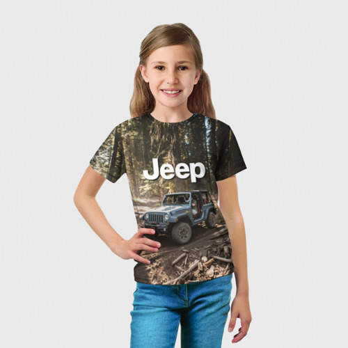 Детская футболка 3D с принтом Jeep, вид сбоку #3