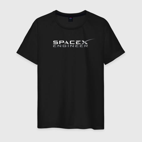 Мужская футболка хлопок с принтом SpaceX engineer, вид спереди #2