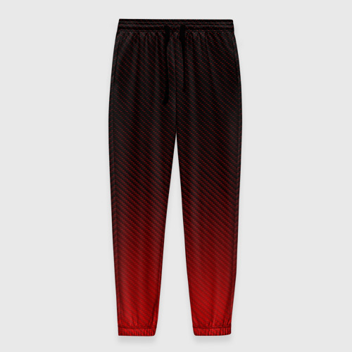 Мужские брюки 3D с принтом Red carbon, вид спереди #2