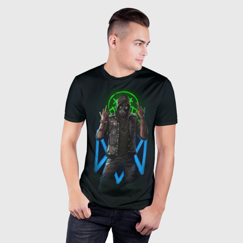 Мужская футболка 3D Slim с принтом Watch Dogs Wrench, фото на моделе #1