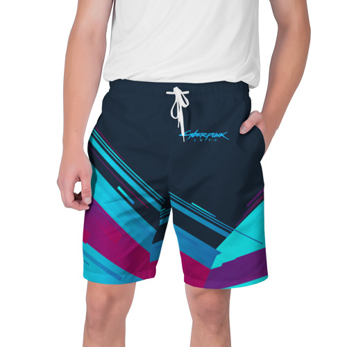 Мужские шорты 3D с принтом CYBERPUNK 2077, вид спереди #2