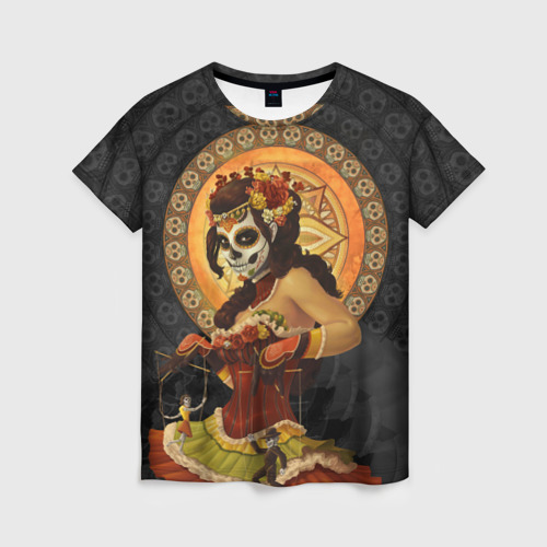 Женская 3D футболка с принтом День мёртвых, Мексика, вид спереди #2