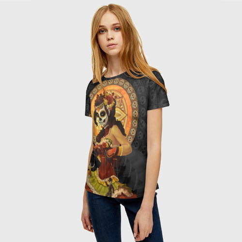 Женская 3D футболка с принтом День мёртвых, Мексика, фото на моделе #1
