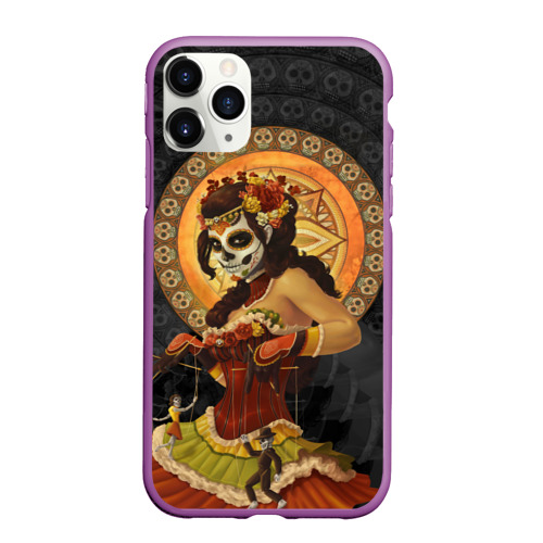 Чехол для iPhone 11 Pro Max матовый с принтом День мёртвых, Мексика, вид спереди #2