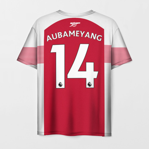 Мужская футболка 3D с принтом Aubameyang  home 18-19, вид сзади #1