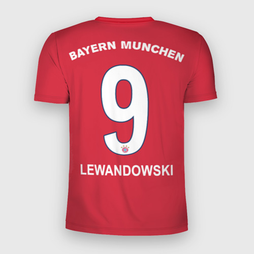 Мужская футболка 3D Slim с принтом Lewandowski home 18-19, вид сзади #1