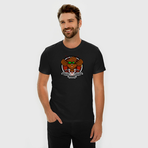 Мужская футболка хлопок Slim с принтом Biker Mice from Mars Throttle, фото на моделе #1