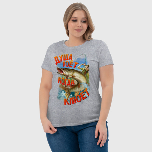 Женская футболка хлопок с принтом Для рыбака, фото #4
