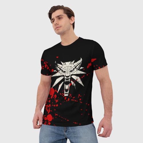 Мужская футболка 3D с принтом The Witcher Blood, фото на моделе #1