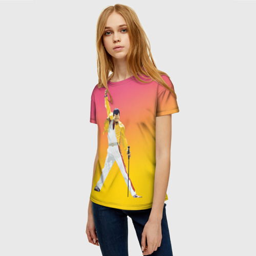 Женская 3D футболка с принтом Queen: Фредди Меркьюри, фото на моделе #1