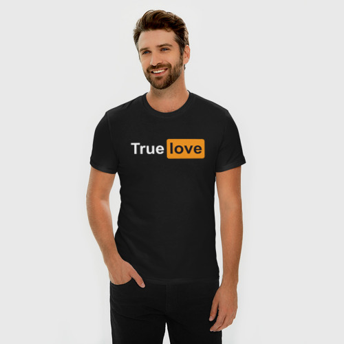 Мужская футболка хлопок Slim с принтом True Love, фото на моделе #1
