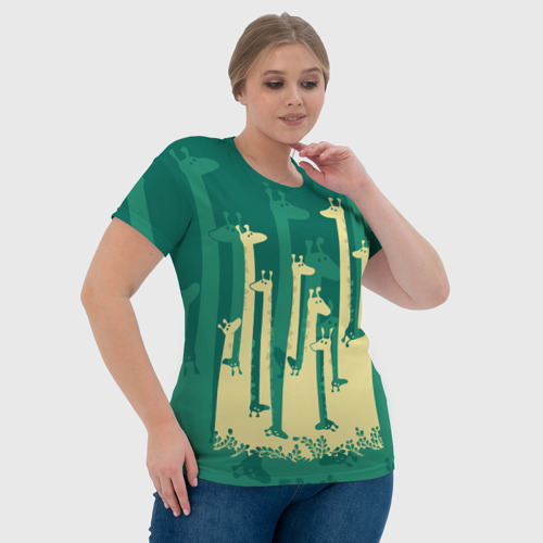 Женская футболка 3D с принтом Жирафы, фото #4