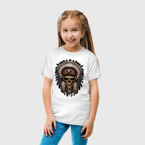 Детская футболка хлопок с принтом Индеец, вид сбоку #3
