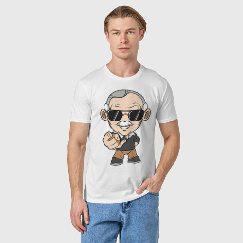 Мужская футболка хлопок с принтом Stan Lee, фото на моделе #1