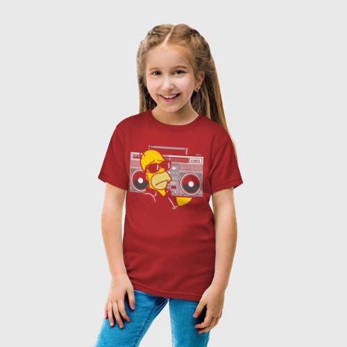 Детская футболка хлопок с принтом Гомер Симпсон, вид сбоку #3