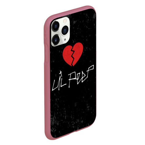 Чехол для iPhone 11 Pro матовый с принтом Lil Peep Broken Heart, вид сбоку #3