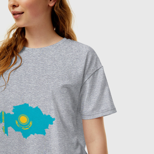 Женская футболка oversize с принтом Казахстан, фото на моделе #1