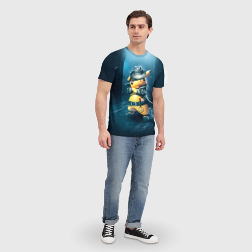 Мужская футболка 3D с принтом Пикачу Холмс, вид сбоку #3