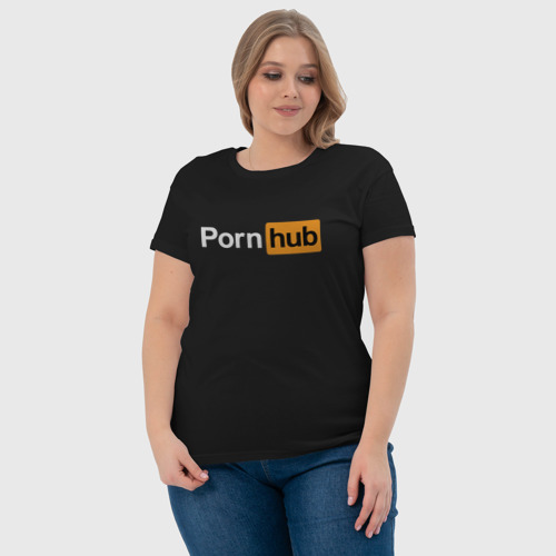 Женская футболка хлопок с принтом PornHub, фото #4